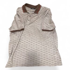 Gucci Beige Brown Monogram Polo with Green and Red Trim